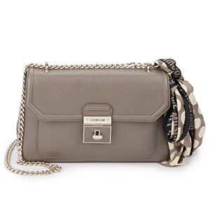 Love Moschino Gray Saffiano Crossbody Bag